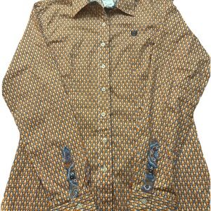Cinch Shirt Mens Medium Logo Cowboy Western Rodeo Button Down Long Sleeve